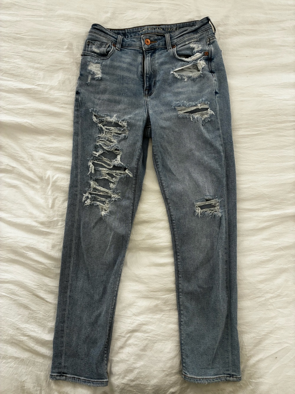 American Eagle Outfitters Men's Distressed Dark Gray Skinny Jeans